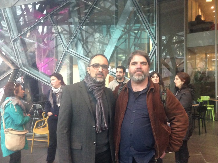 With Dimitris, who puts together poetry@fedsquare. Thanks for making my reading with Nick Tsiavos possible, Dimitris.