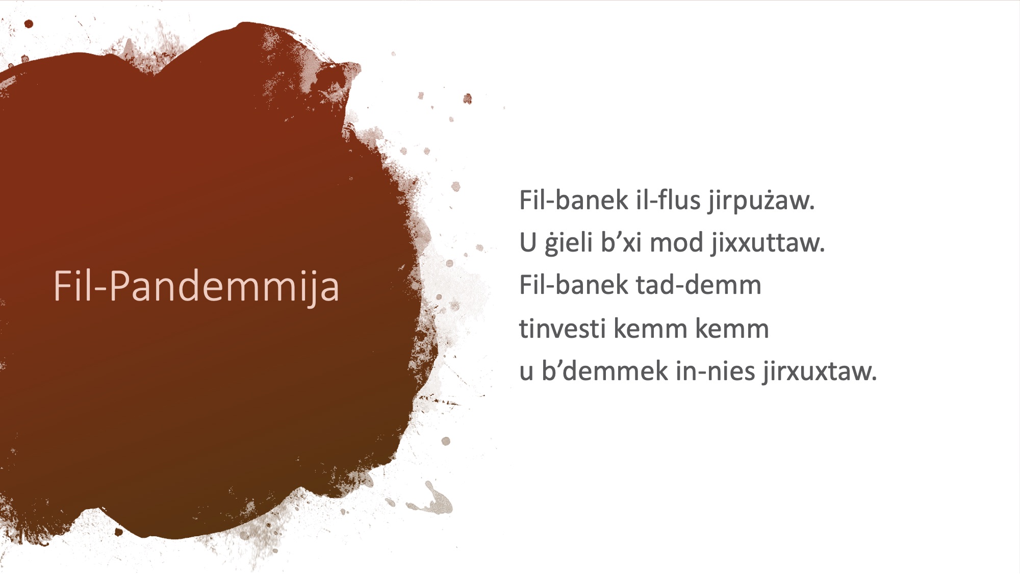 Il-Limerikki tal-Covid-19 - Fil-Pandemmija - 2