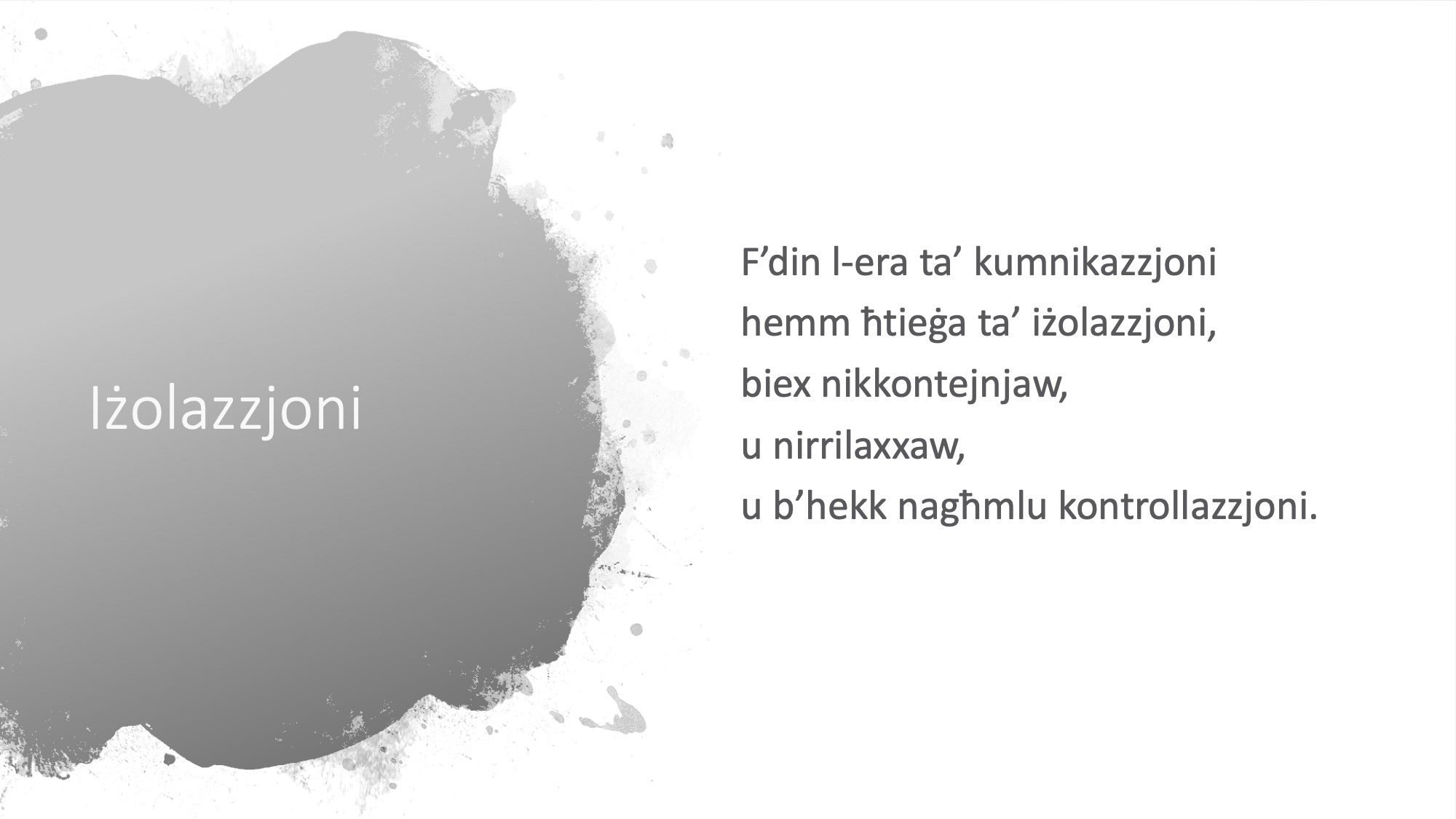 Il-Limerikki tal-Covid-19 - Iżolazzjoni - 2